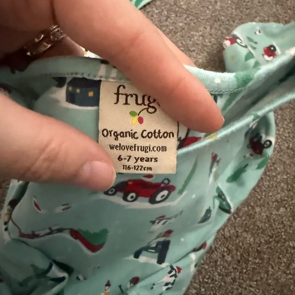 Frugi Holiday Theme Farm Print Long Sleeve Dress Sz 6-7